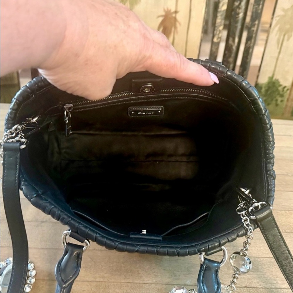 Miu Miu Black Matelassé Nappa Leather Crystal 2-Way Handbag Shoulder Tote Bag - Picture 16 of 16